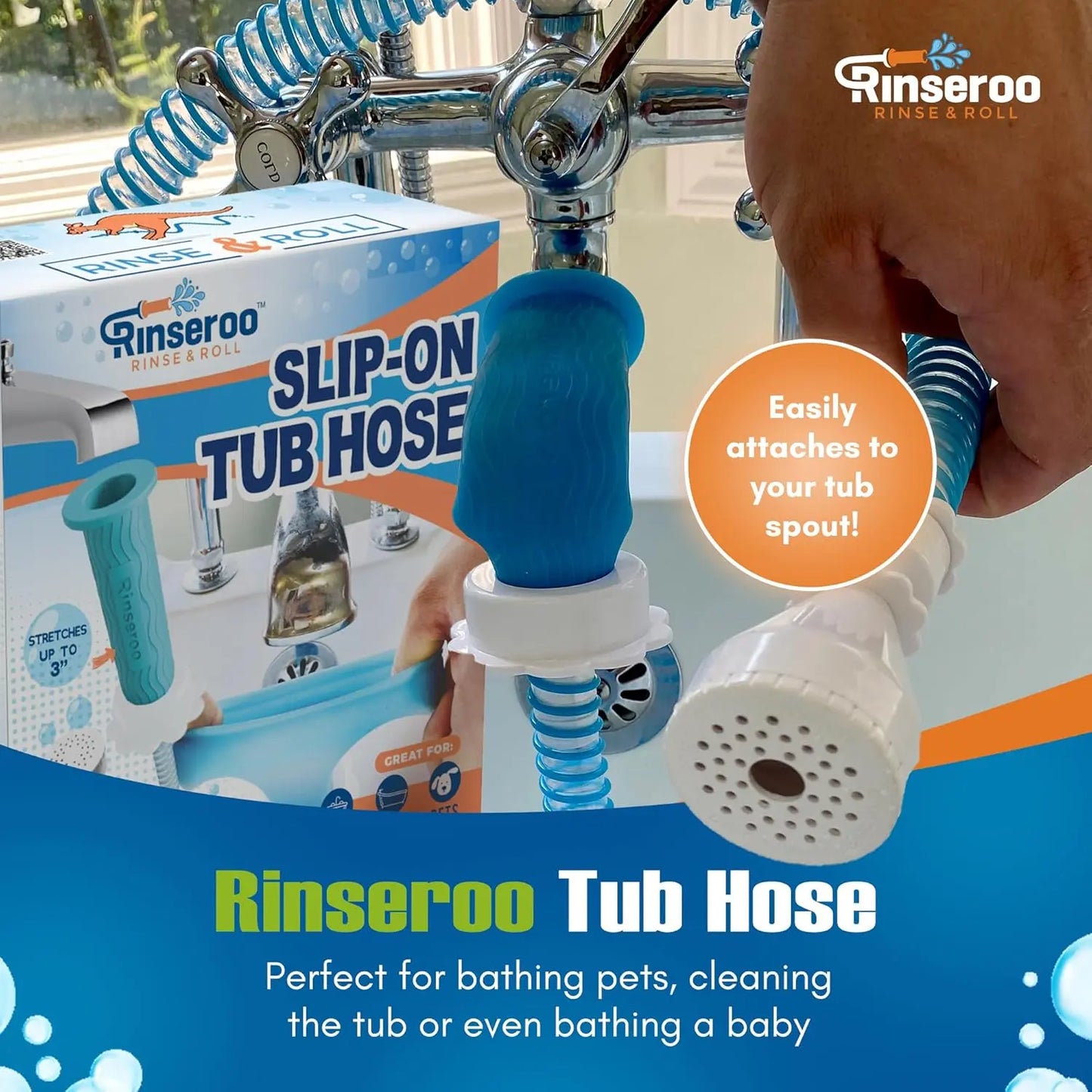 Slip-On Bathtub Faucet Sprayer & Hose for Pet Bathing