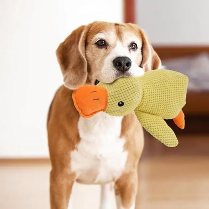 Soft Corduroy Duck Toy with Built-In Squeaker for Puppies