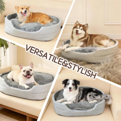 Premium Washable Plush Dog Couch Bed with Waterproof Base