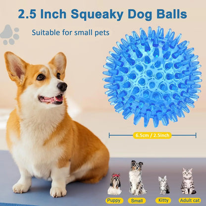 12 Pack 2.5 Inch Squeaky Dog Toy Balls Spikey Dog Balls Large Dog Chew Toys for Medium Large and Small Dogs for Aggressive Chewers, 6 Colors Spiky Safe
