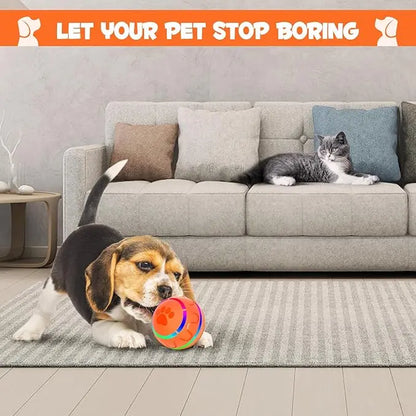 Dog Interactive Automatic Rolling Ball Toy - Durable Plastic, Usb-Rechargeable, Motion-Activated, Large, LED Flash, Boosts Exercise & Mental Stimulation