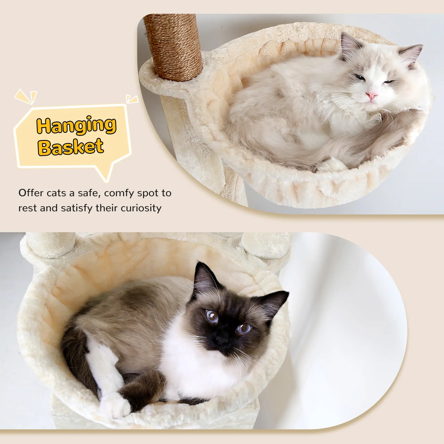 Modern Tall Cat Tree Condo with Sisal Scratching Posts