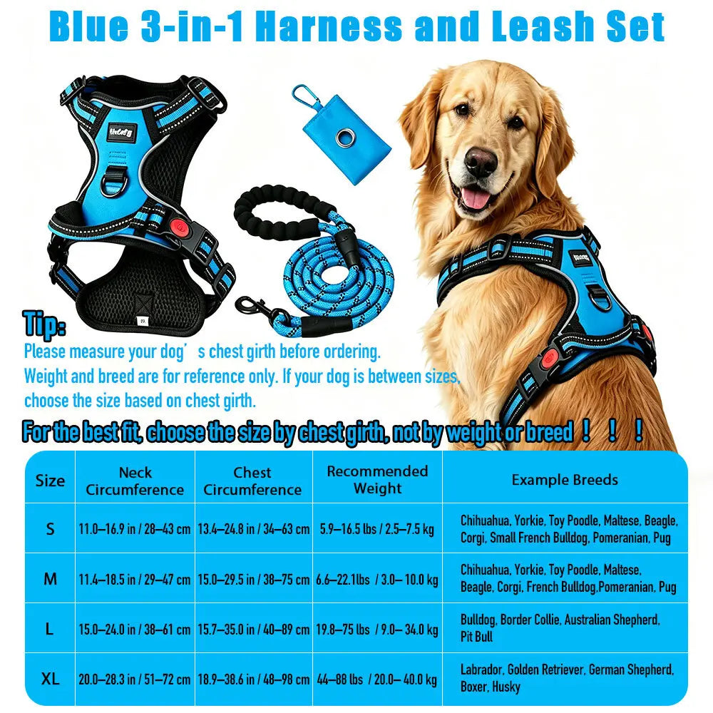 Adjustable Padded Dog Vest Harness with Front & Back Clips