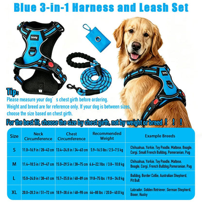 Adjustable Padded Dog Vest Harness with Front & Back Clips