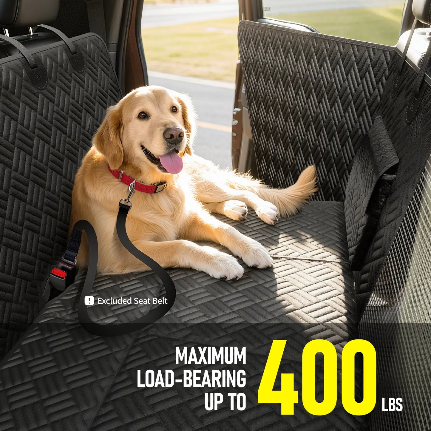 Hard Bottom Dog Car Seat Cover – Heavy Duty Back Seat Extender