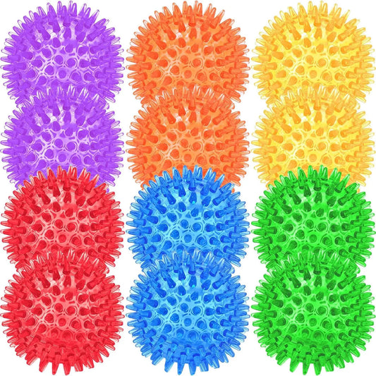 12 Pack 2.5 Inch Squeaky Dog Toy Balls Spikey Dog Balls Large Dog Chew Toys for Medium Large and Small Dogs for Aggressive Chewers, 6 Colors Spiky Safe