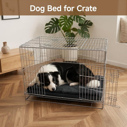 Waterproof Dog Bed for Crate, Reversible Kennel Beds, 23" X 17", Black | Waterproof Linner, Quick-Absorb Top, Wipeable & Anti-Slip Vegan Leather, Machine-Washable Cover, for Small Dogs, Black