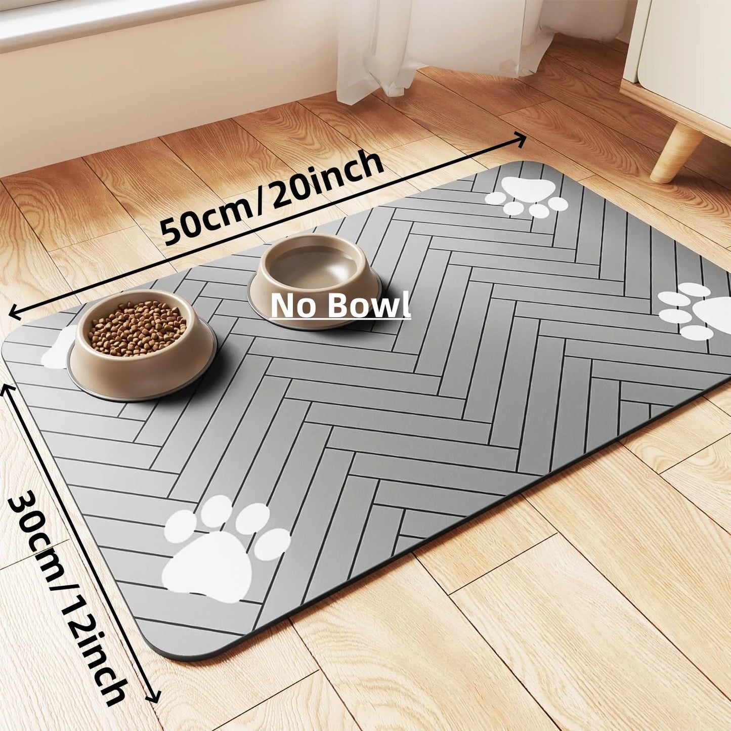 Absorbent Pet Feeding Mat with Non-Slip Rubber Backing