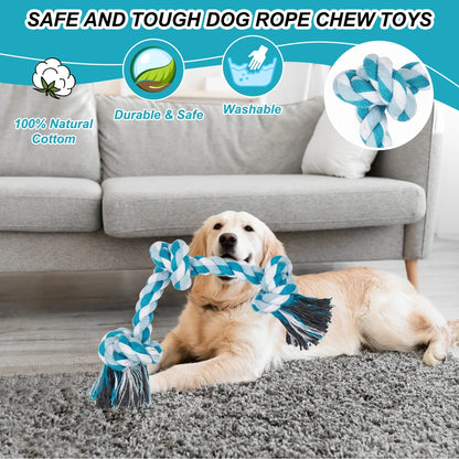 3-Knot Braided Cotton Dog Chew Rope for Teeth Cleaning
