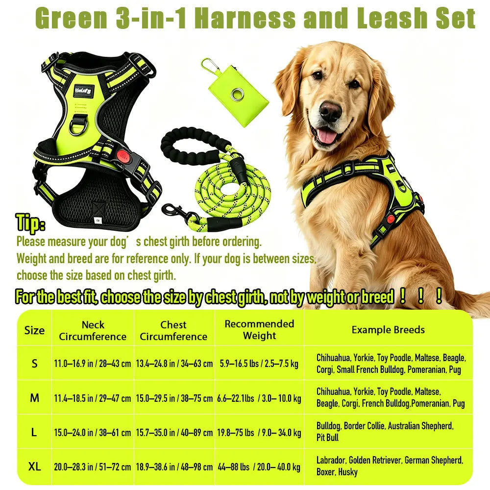 Adjustable Padded Dog Vest Harness with Front & Back Clips
