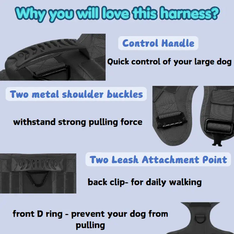 Heavy-Duty No-Pull Dog Harness – Adjustable Outdoor Safety Vest