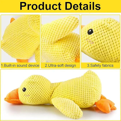 Soft Corduroy Duck Toy with Built-In Squeaker for Puppies