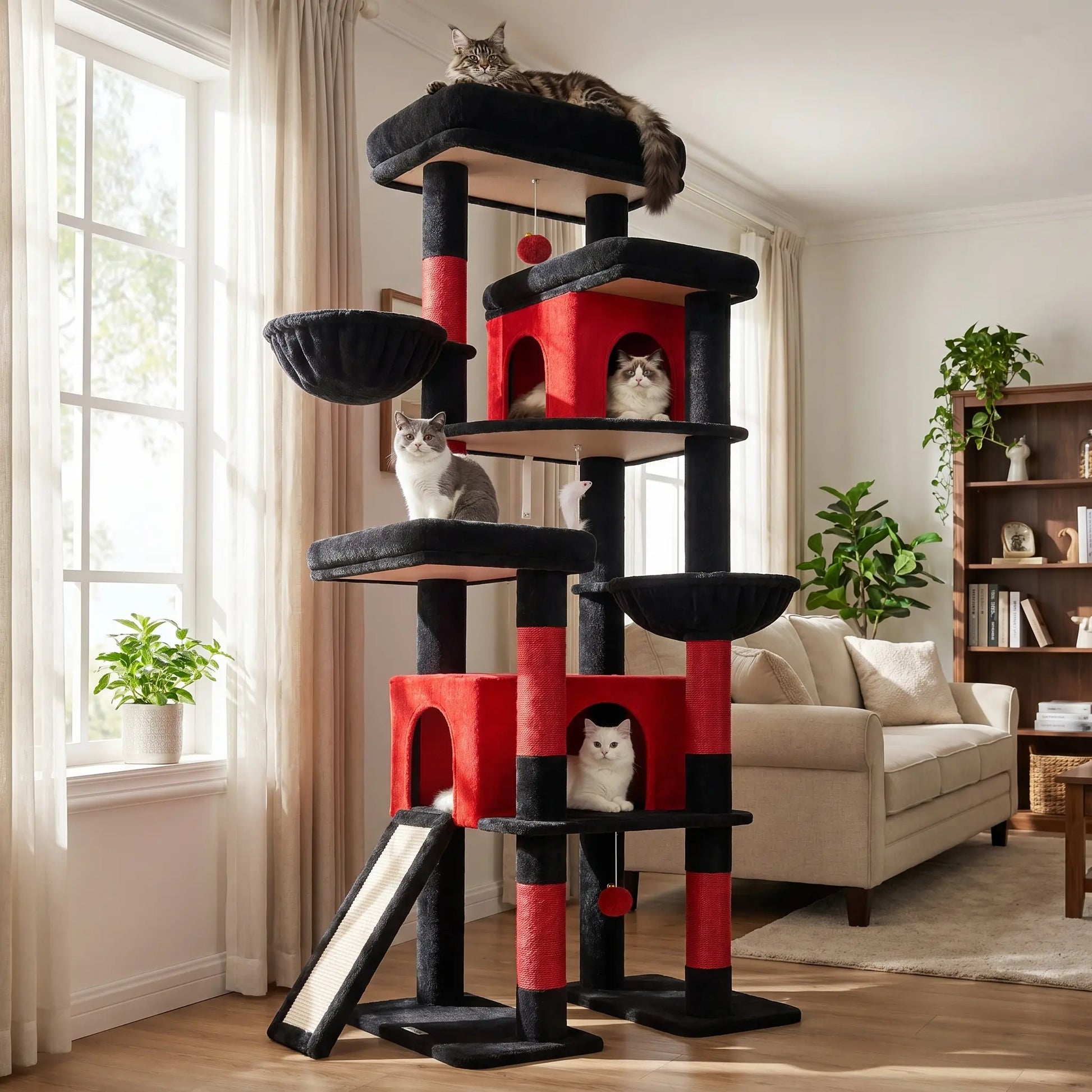 Modern Tall Cat Tree Condo with Sisal Scratching Posts