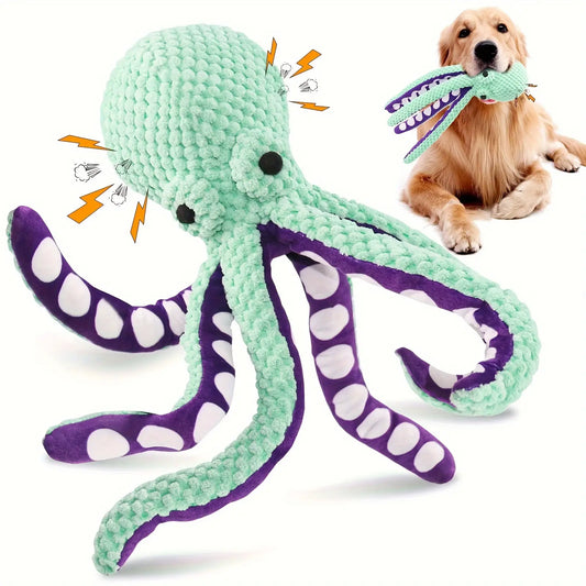 Squeaky Plush Octopus Dog Toy with Suction Cup