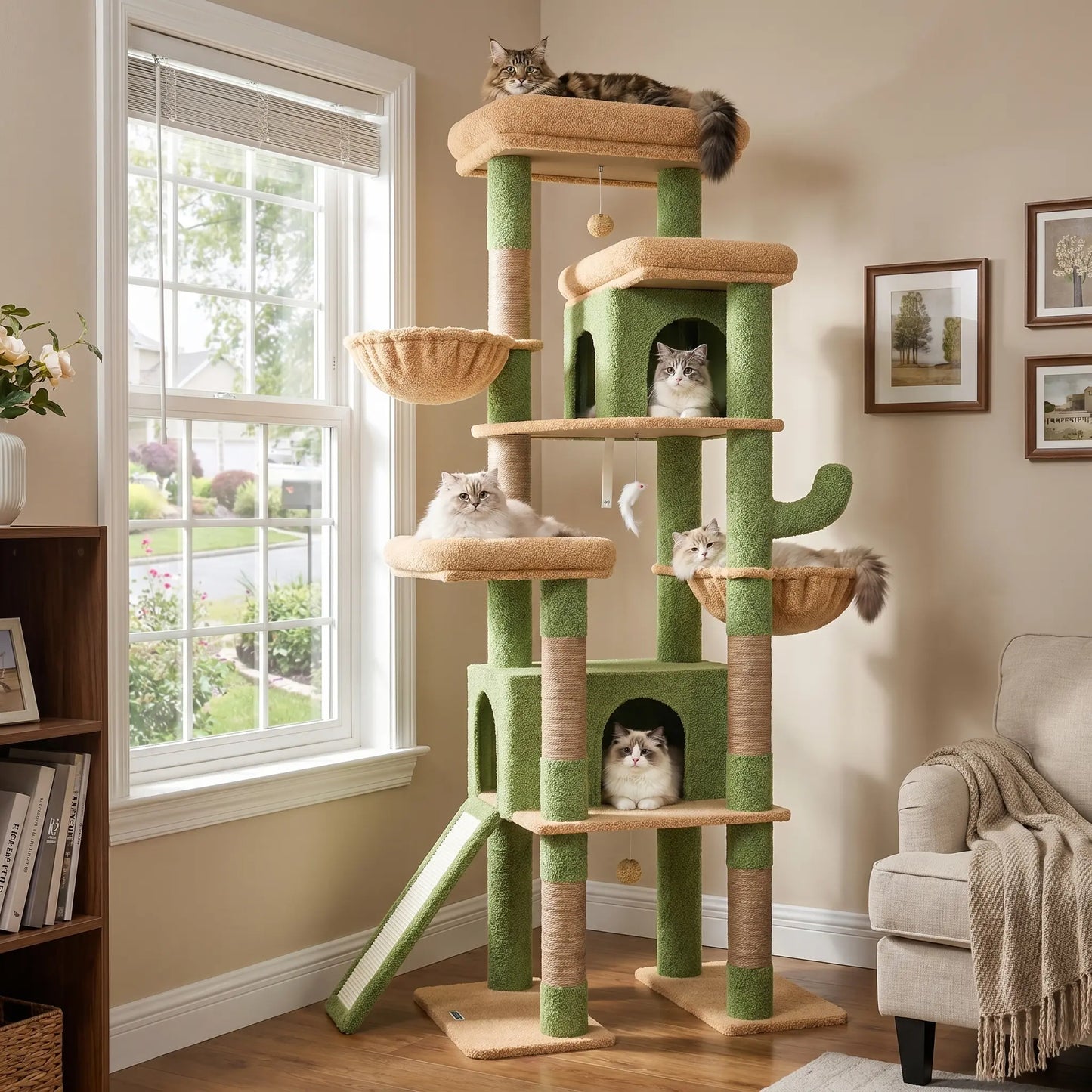 Modern Tall Cat Tree Condo with Sisal Scratching Posts