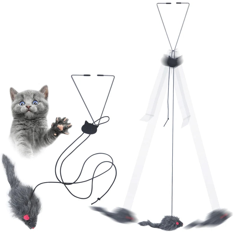 Hanging Door Elastic Plush Mouse Cat Toy
