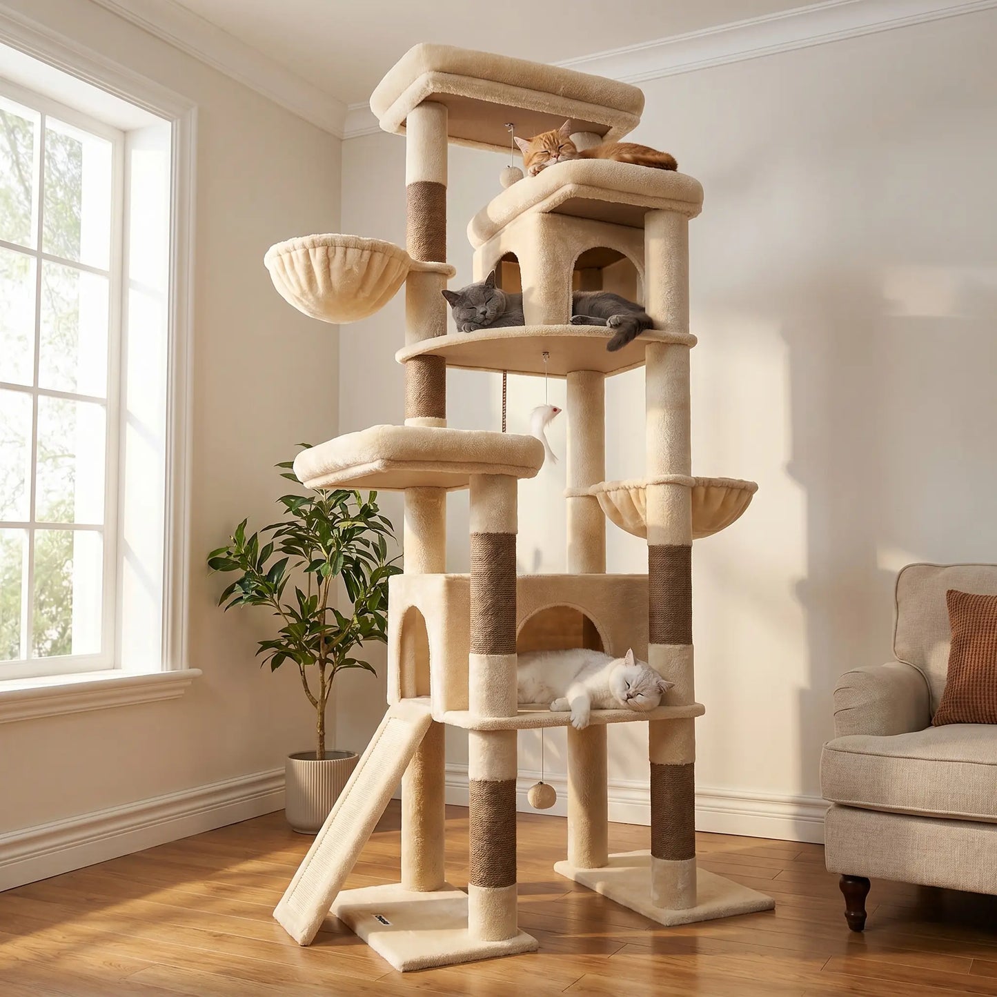 Modern Tall Cat Tree Condo with Sisal Scratching Posts