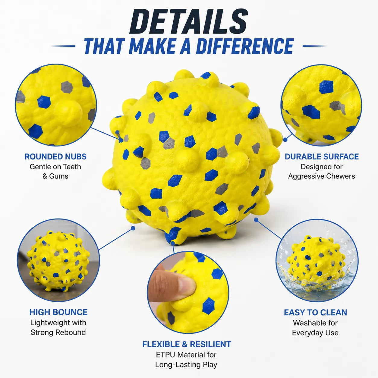 Interactive Treat-Dispensing Dog Toy Ball – Spiky Dental Chew Ball