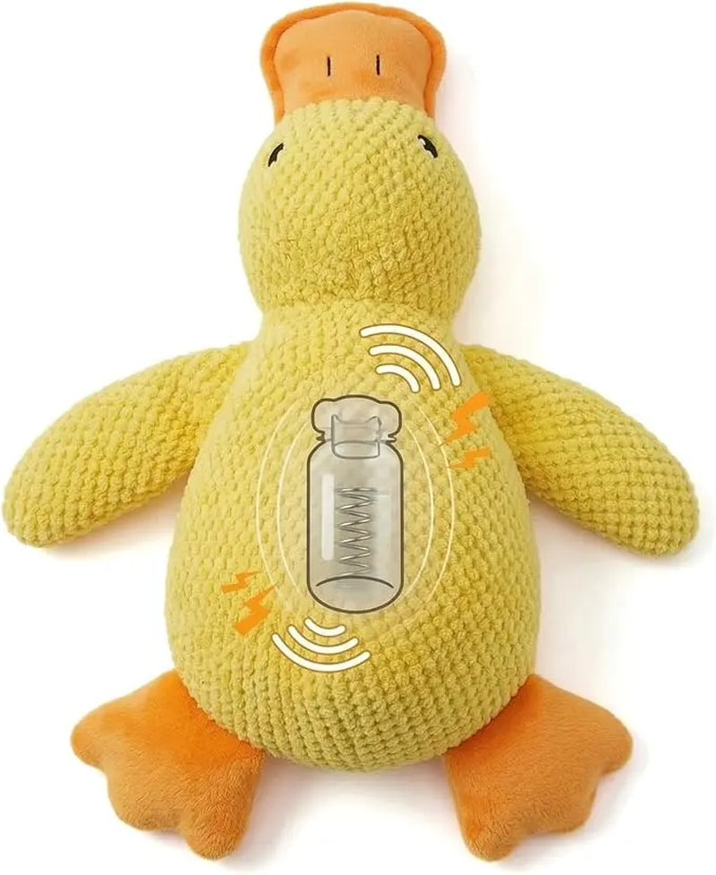 Soft Corduroy Duck Toy with Built-In Squeaker for Puppies