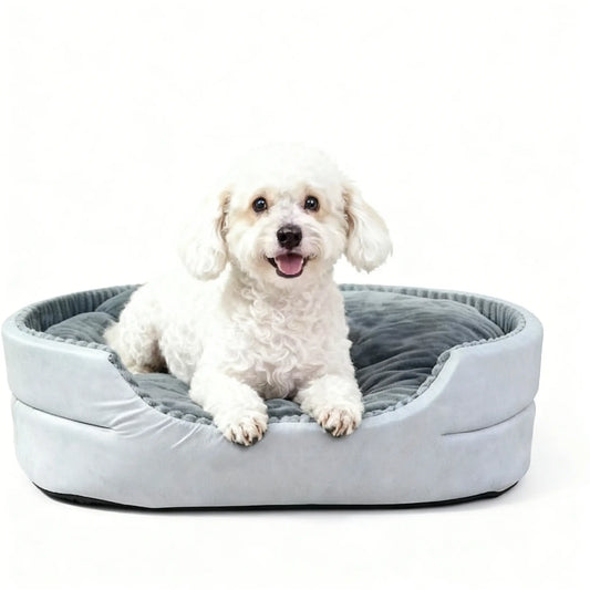 Premium Washable Plush Dog Couch Bed with Waterproof Base
