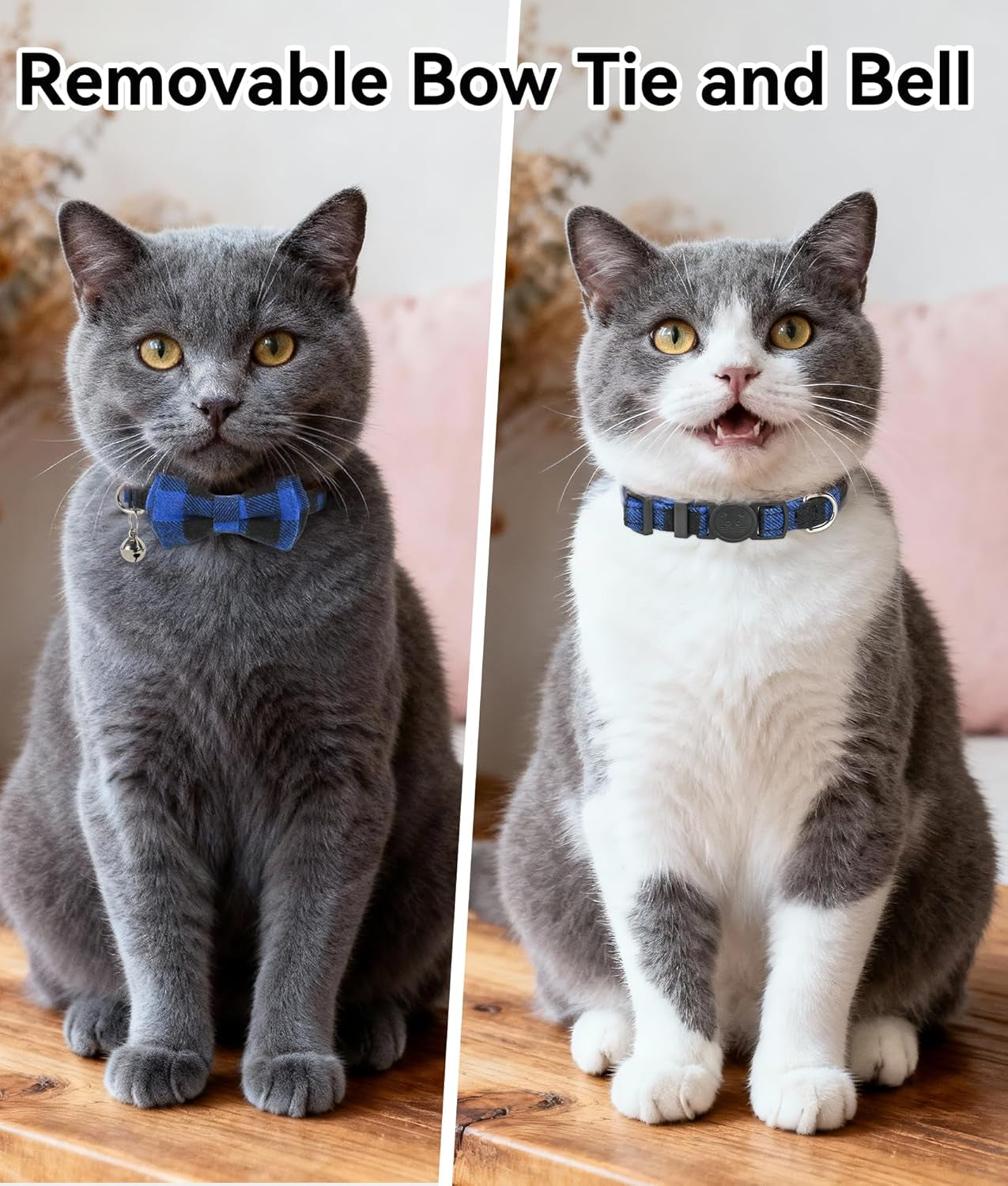 Breakaway Plaid Cat Collar with Bell and Bow Tie