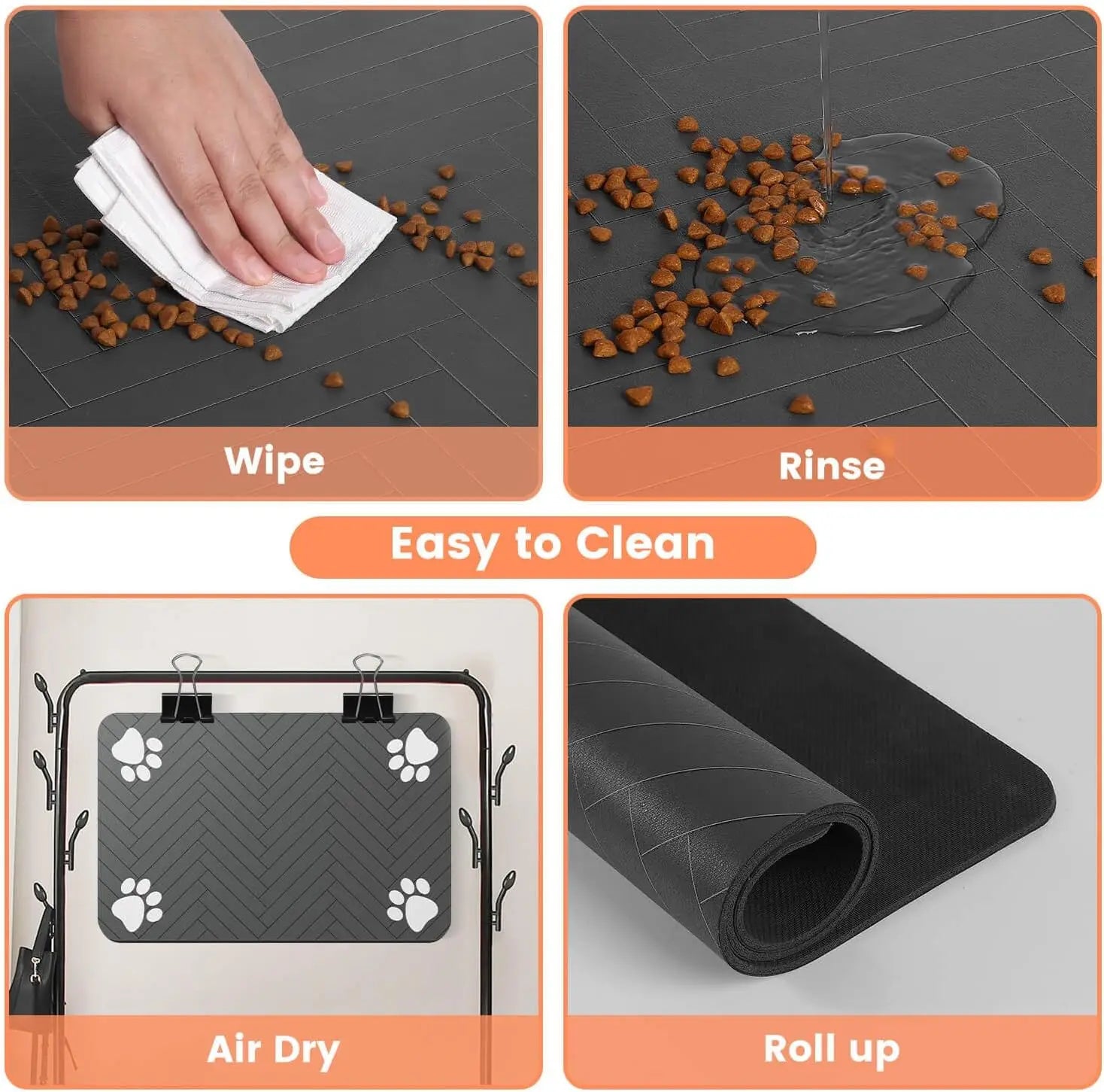 Absorbent Pet Feeding Mat with Non-Slip Rubber Backing