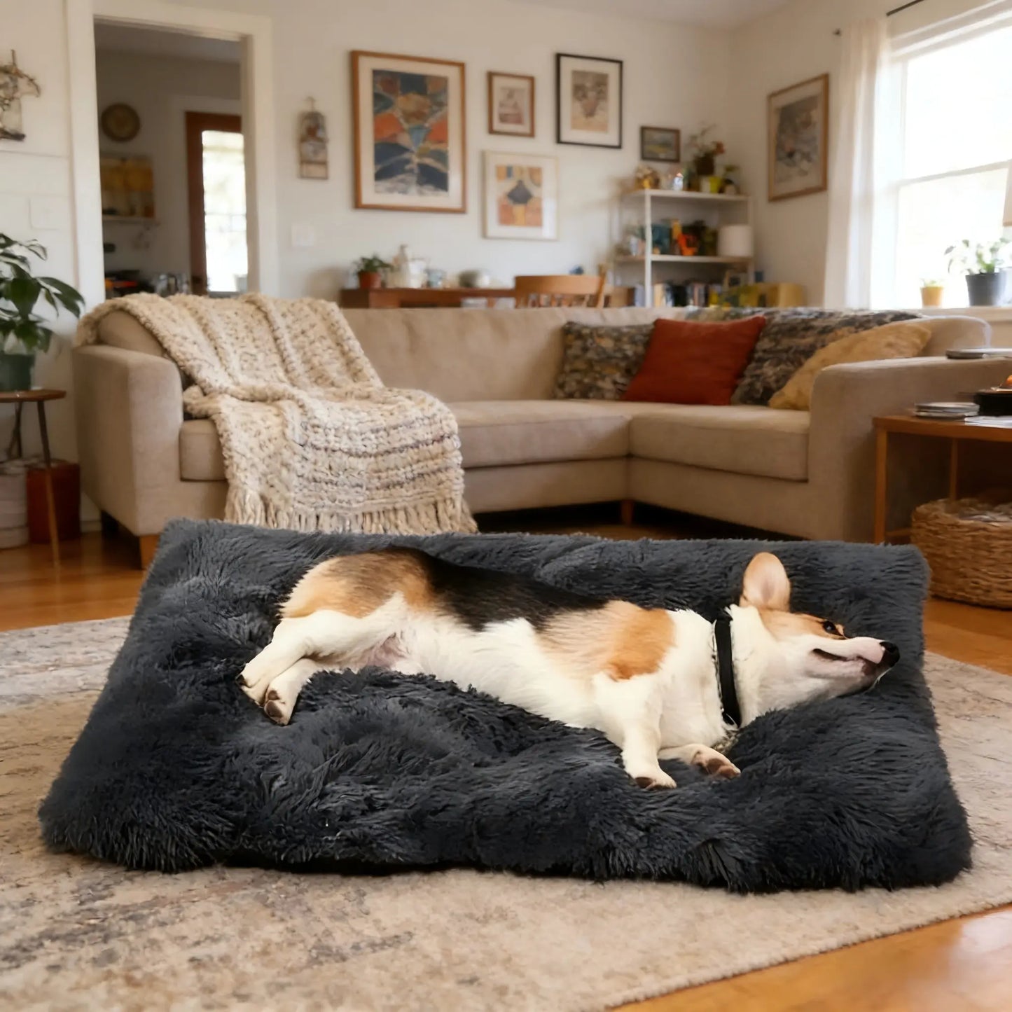 Ultra-Soft Faux Fur Pet Bed – Non-Slip Orthopedic Sleeping Pad