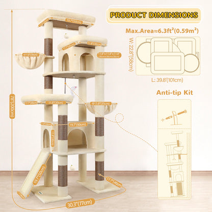 Modern Tall Cat Tree Condo with Sisal Scratching Posts