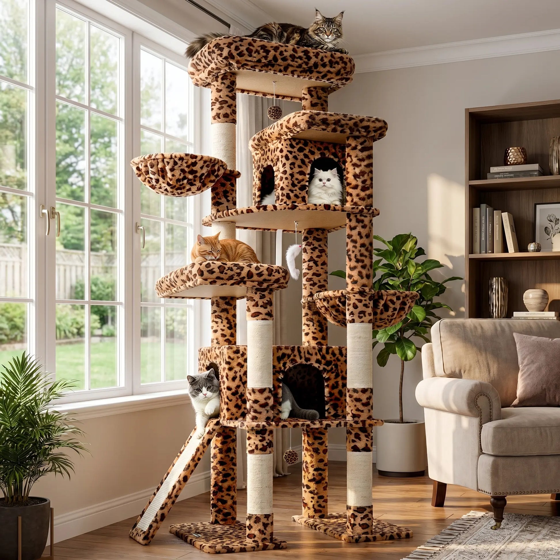 Modern Tall Cat Tree Condo with Sisal Scratching Posts