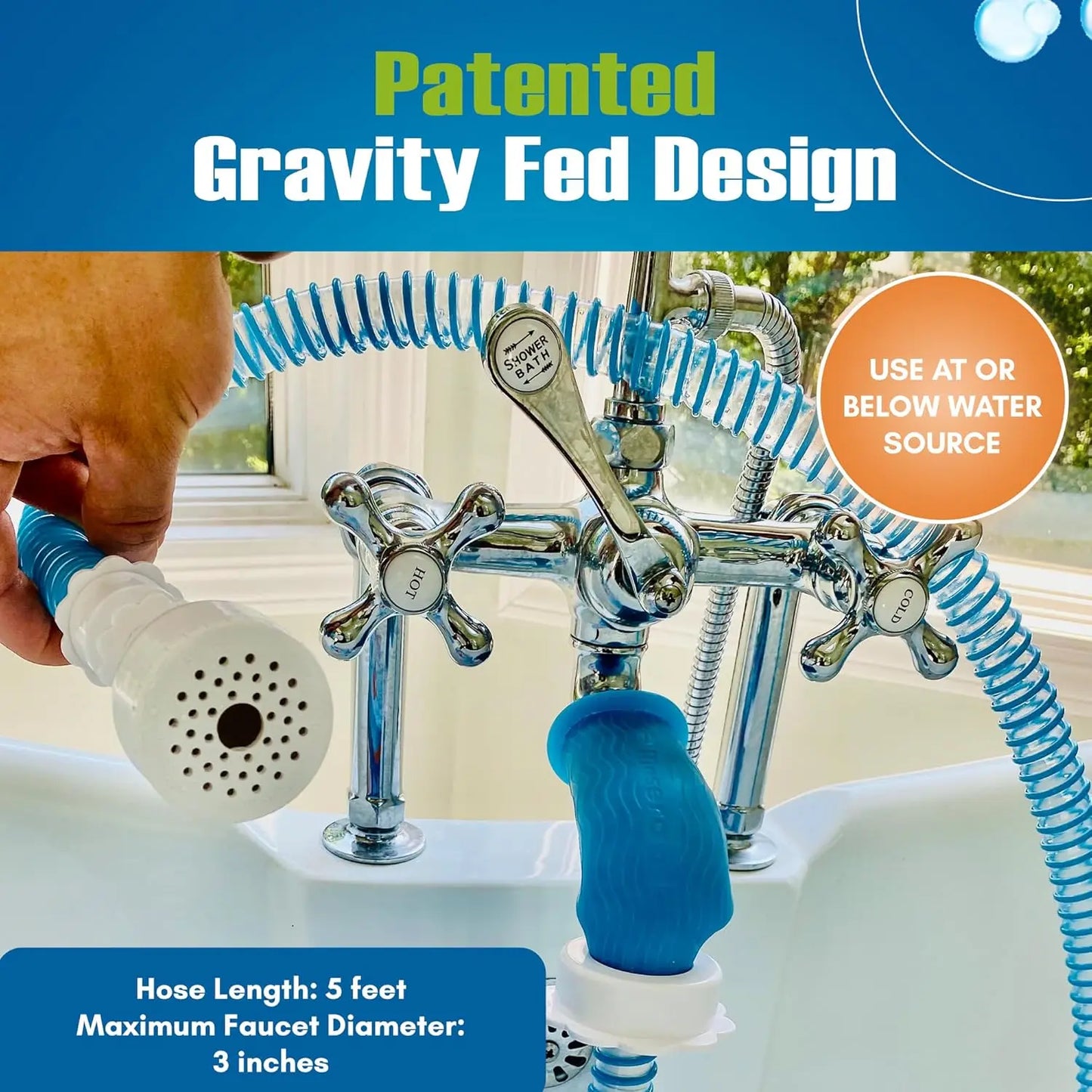 Slip-On Bathtub Faucet Sprayer & Hose for Pet Bathing