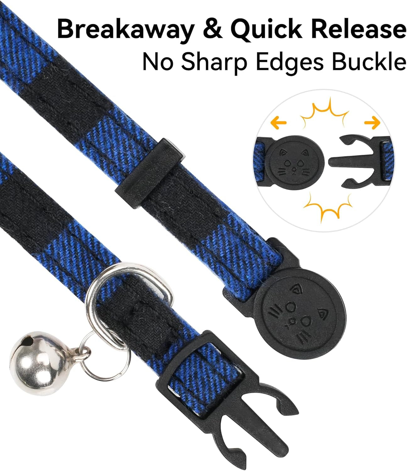 Breakaway Plaid Cat Collar with Bell and Bow Tie