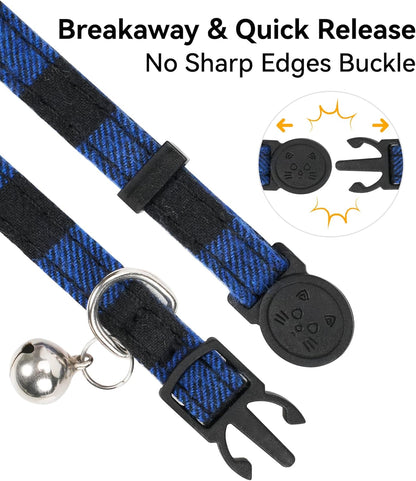 Breakaway Plaid Cat Collar with Bell and Bow Tie