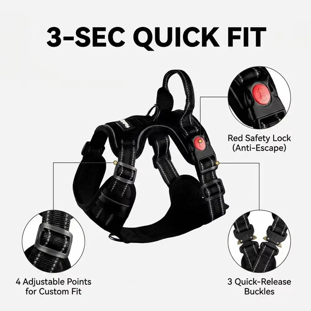 Heavy-Duty No-Pull Reflective Dog Harness Set