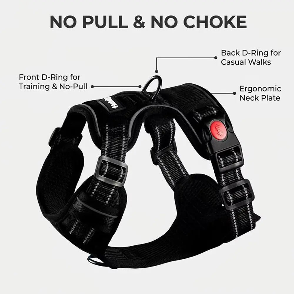 Heavy-Duty No-Pull Reflective Dog Harness Set