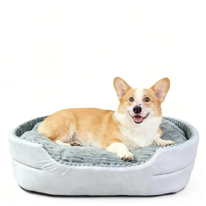 Premium Washable Plush Dog Couch Bed with Waterproof Base