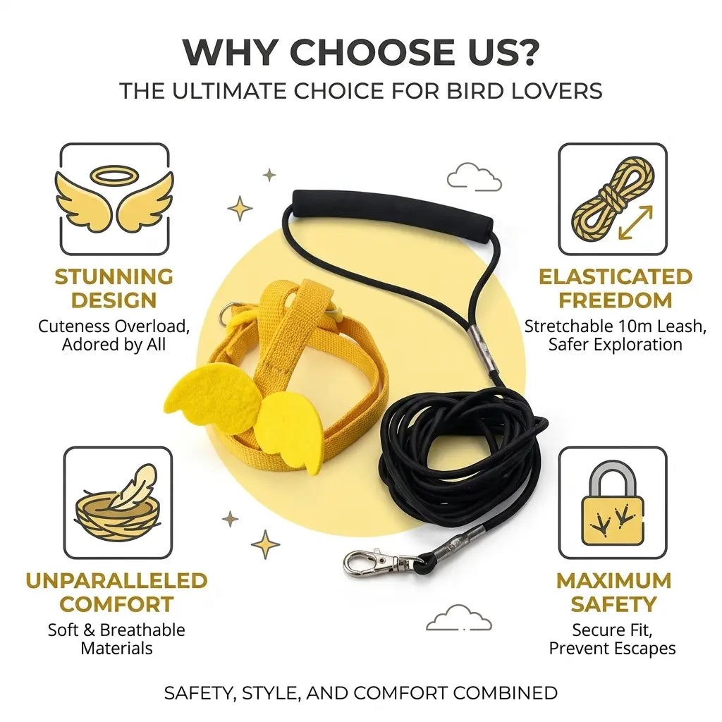 Outdoor Safety Bird Training Harness for Parrots & Cockatiels