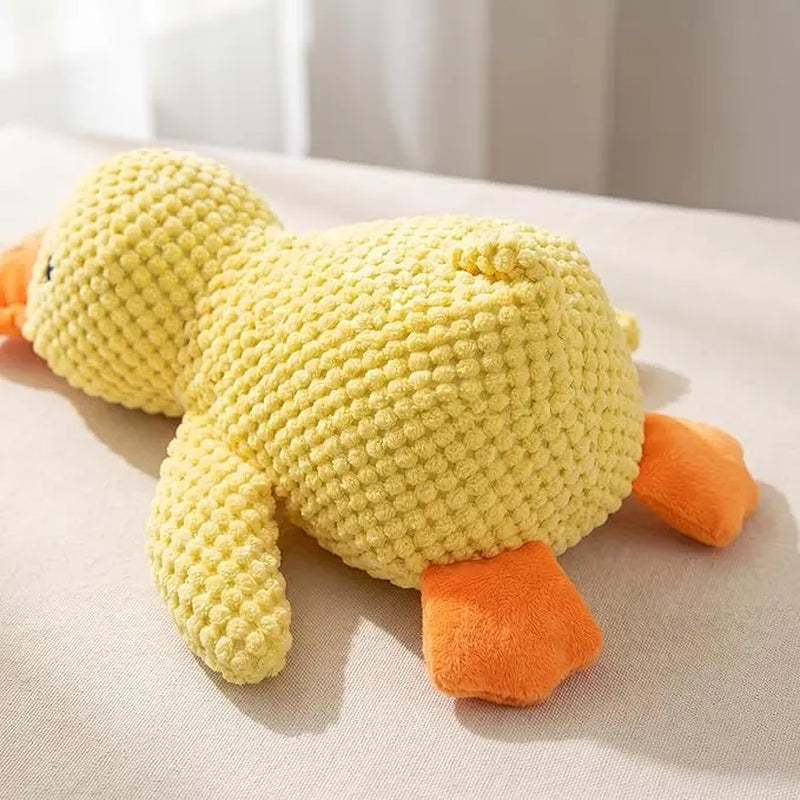 Soft Corduroy Duck Toy with Built-In Squeaker for Puppies
