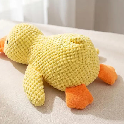 Soft Corduroy Duck Toy with Built-In Squeaker for Puppies
