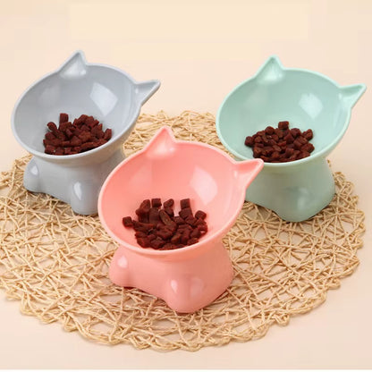Cute Tilted Elevated Cat Food & Water Bowl
