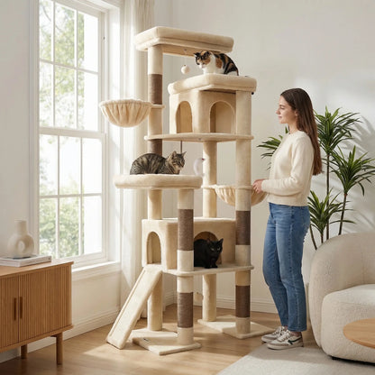 Modern Tall Cat Tree Condo with Sisal Scratching Posts