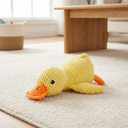 Soft Corduroy Duck Toy with Built-In Squeaker for Puppies