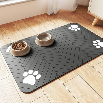 Absorbent Pet Feeding Mat with Non-Slip Rubber Backing