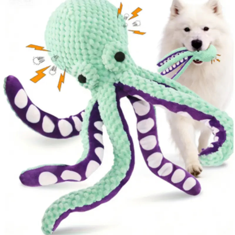 Squeaky Plush Octopus Dog Toy with Suction Cup