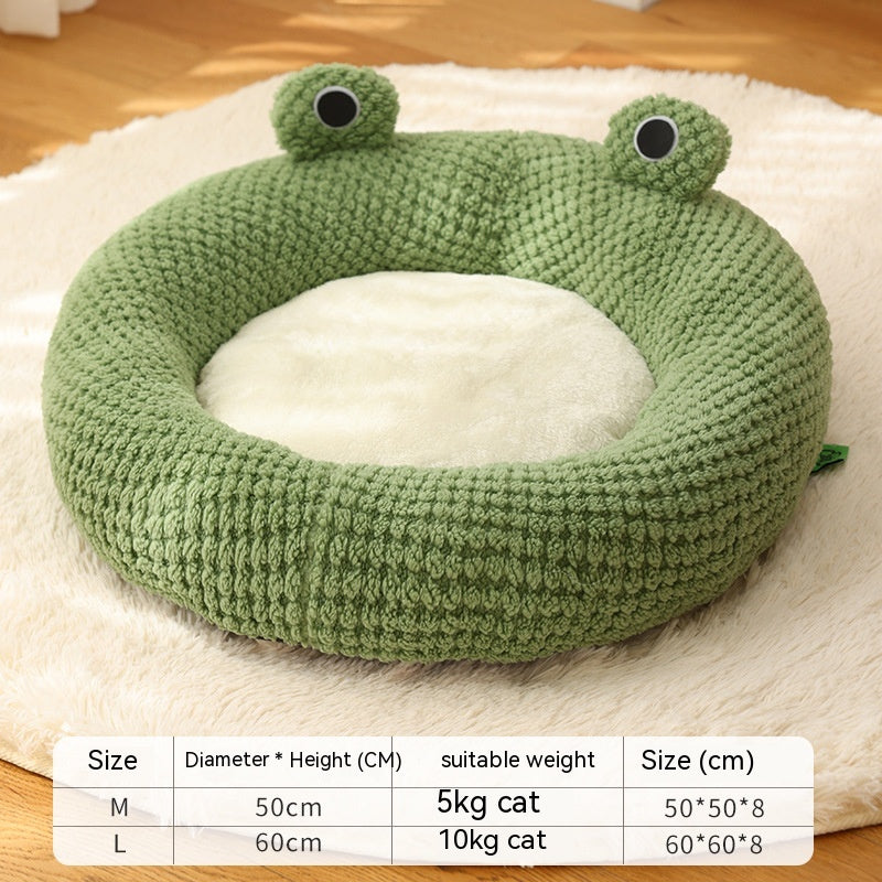 Warm Plush Frog Cave Bed for Small Pets