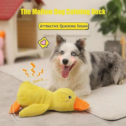 Soft Corduroy Duck Toy with Built-In Squeaker for Puppies