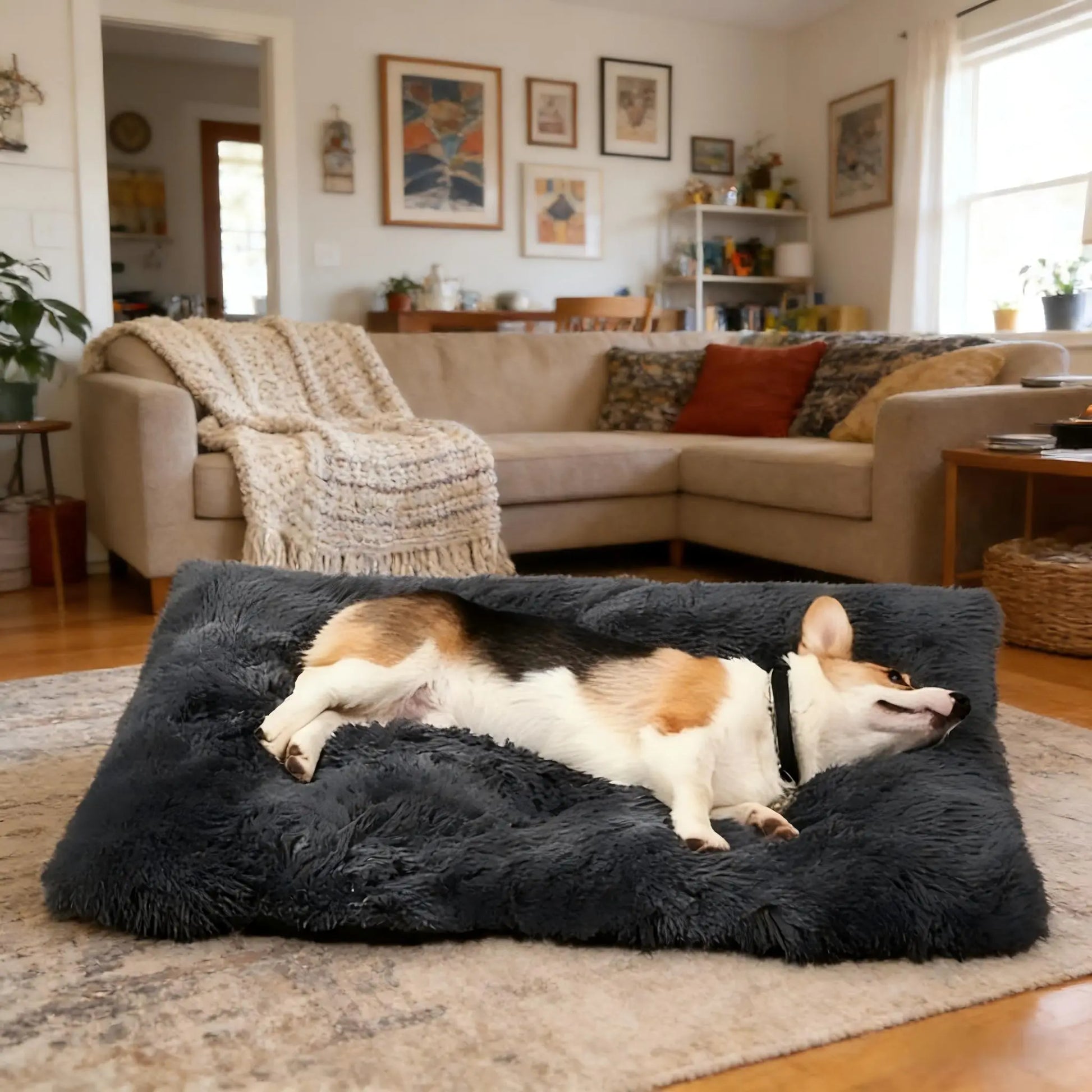 Ultra-Soft Faux Fur Pet Bed – Non-Slip Orthopedic Sleeping Pad