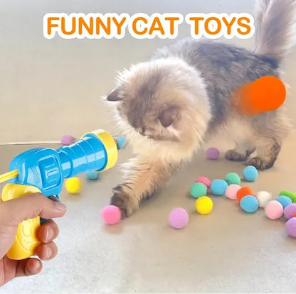 Plush Ball Launcher Gun Toy for Cats (31-Piece Set)