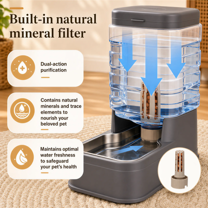 Kacoomi 2-in-1 Gravity Food & Water Dispenser Set with Stainless Steel Bowls