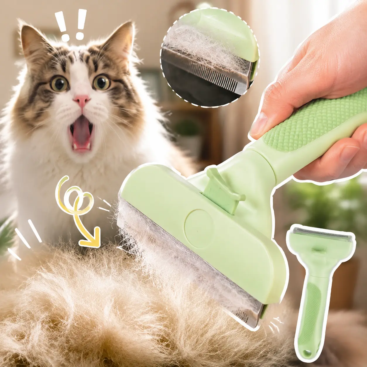 Professional Pet Deshedding Tool & Undercoat Rake for Dogs & Cats