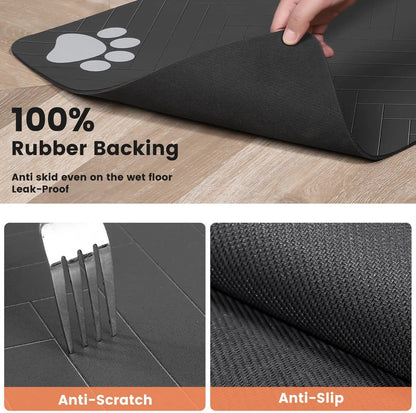 Absorbent Pet Feeding Mat with Non-Slip Rubber Backing